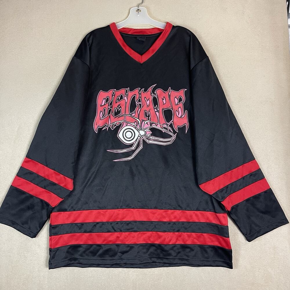 Insomniac Hockey Jersey Mens XXL Black Escape‎ Bones V Neck Double Sided Print